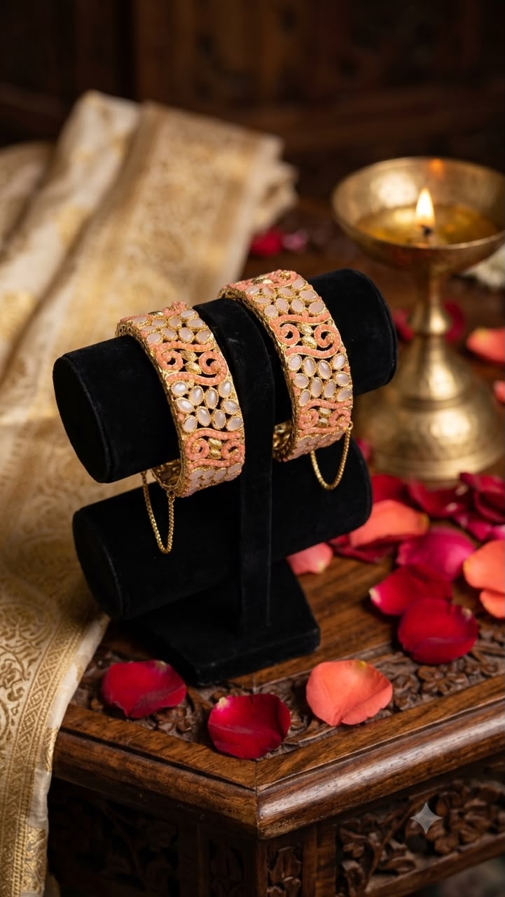Rose Quartz Kundan Bangle