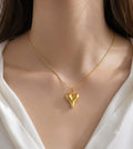Golden Puffy Heart Pendant